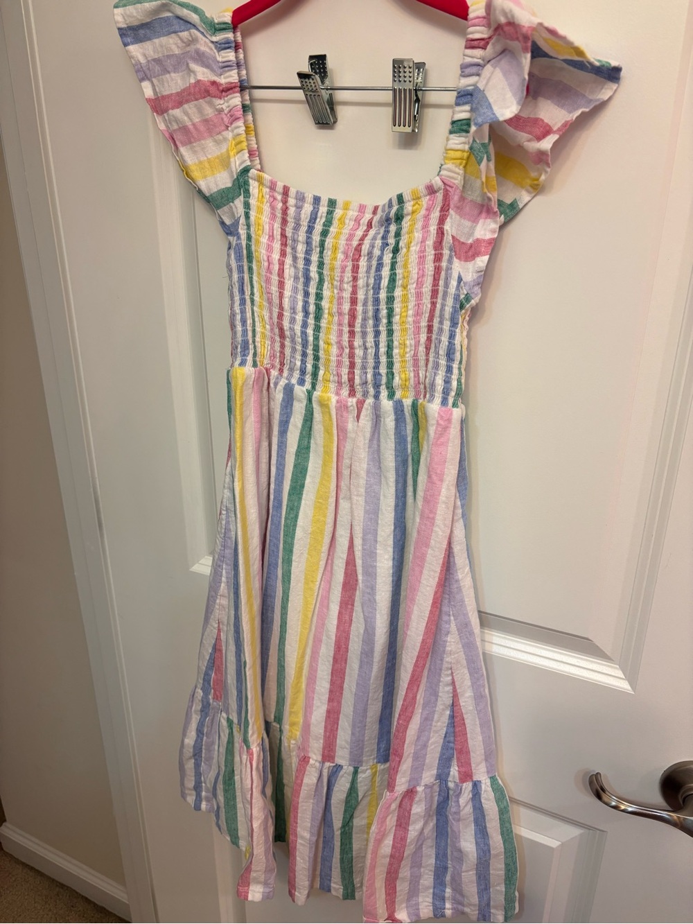GAP Girls' Pastel Rainbow Stripe Sundress - White Multicolor